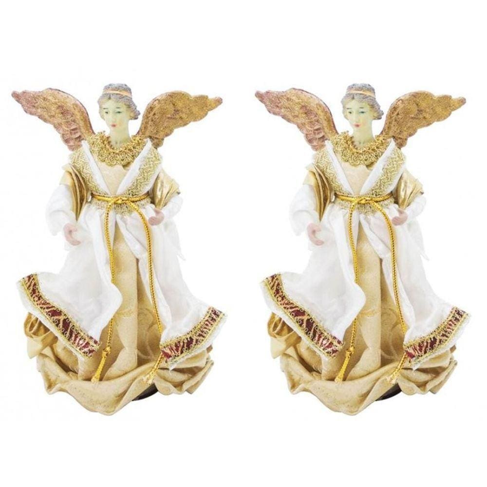 Kit Anjo Natal Plus Seda 25Cm Dourado New 2 Unidades