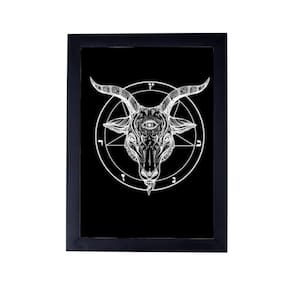 Quadro poster com moldura satanismo bode P8383