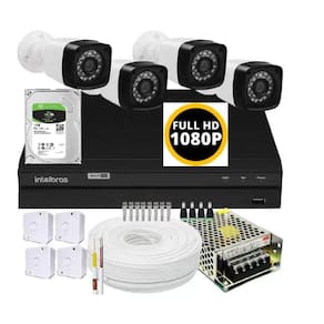Kit dvr Intelbras 8 canais H.265 1TB 4 câmeras Full HD 20m