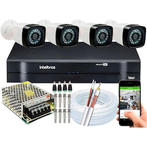 Kit 4 Cameras Segurança 1080p Full Hd Dvr Intelbras 4ch S/hd