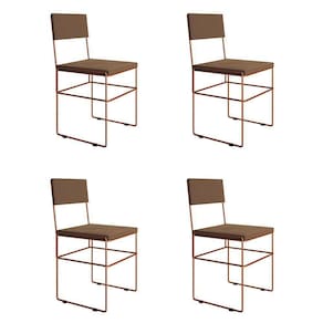 Kit 4 Cadeiras De Jantar Estofadas Veludo Marrom Base Cobre Vitoria - Cor: Marrom