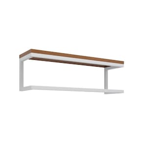 Toalheiro Para Banheiro Estilo Industrial Ita - Branco E Prateleira Imbuia - Cor: Marrom