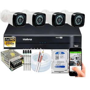 Kit 4 Cameras Segurança 1080p Full Hd -2MP+Dvr Intelbras 4ch C/hd 500Gb