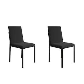 Kit 2 Cadeiras De Jantar Estofadas Mônaco Veludo Preto - Cor: Preto