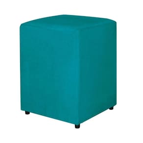 Puff Quadrado Suede Azul Turquesa - Vallisa Decor