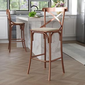 Banqueta Katrina Em Aço Cobre - Cor: Marrom