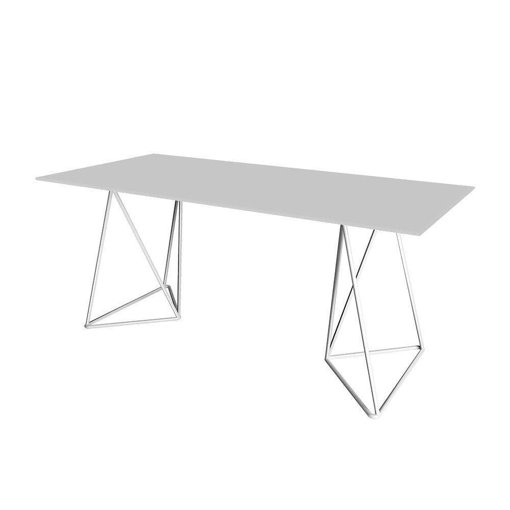 Escrivaninha Bela Vista Cavalete Tampo Branco Base Ferro Branco - Cor: Branco