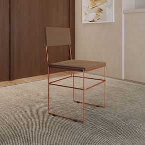 Cadeira De Jantar Estofada Veludo Marrom Base Cobre Vitoria - Cor: Marrom
