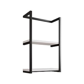 Toalheiro Para Banheiro Estilo Industrial Sahy - Preto E Prateleira Branca - Cor: Preto