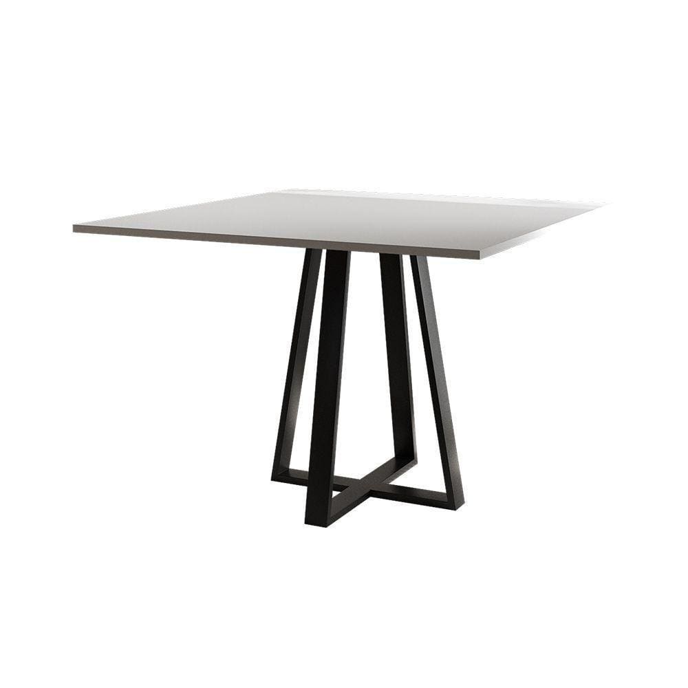 Mesa De Jantar Mônaco 110cm Tampo Branco Pés Preto - Cor: Branco