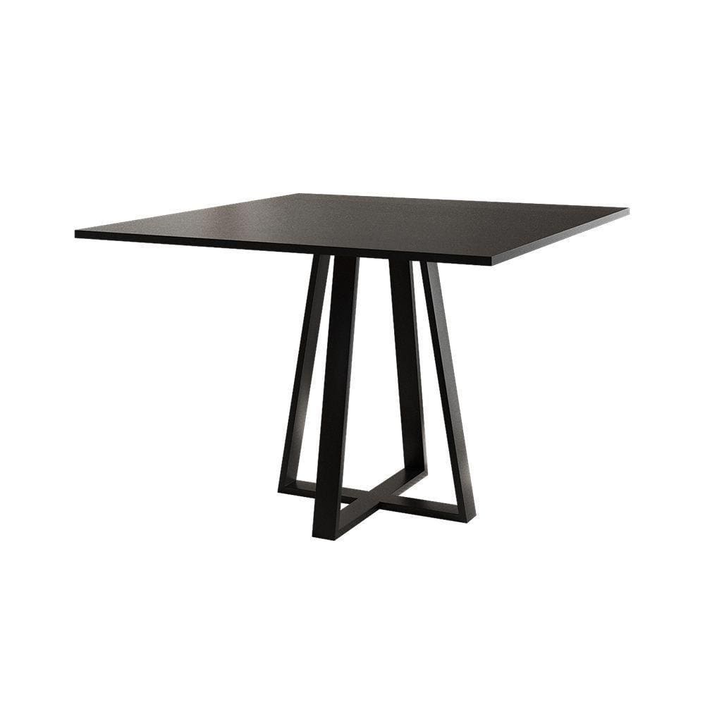 Mesa De Jantar Mônaco 110cm Tampo Preto Pés Preto - Cor: Preto