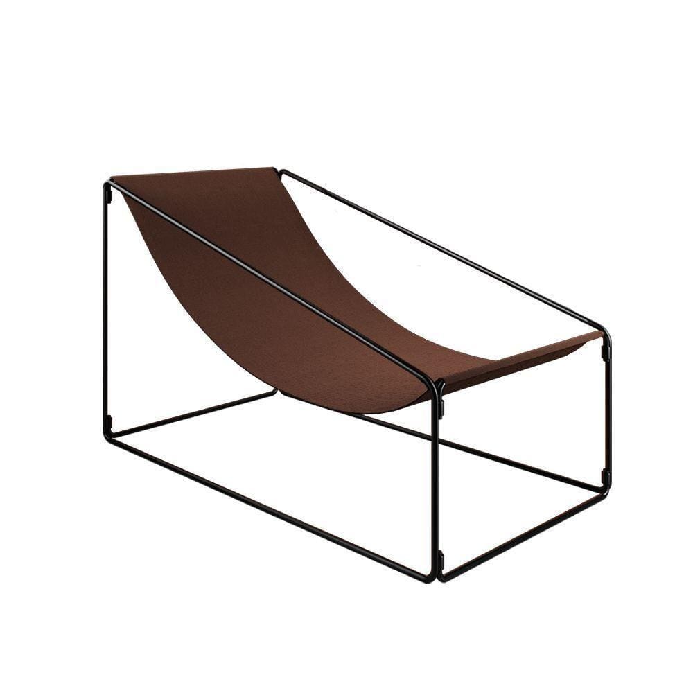 Espreguiçadeira Industrial Luxo Arpoador Tecido Suede Marrom - Cor: Marrom