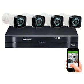 Kit 4 Cameras Segurança 720p Hd Dvr Full Hd Intelbras 4ch S/hd