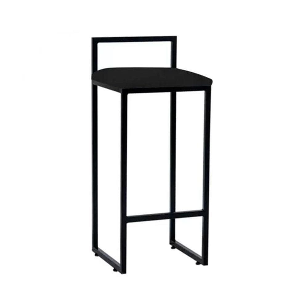 Banqueta Industrial Premium Bar Cozinha Bistrô Aço Dori Preta Assento Suede Preto - Cor: Preto