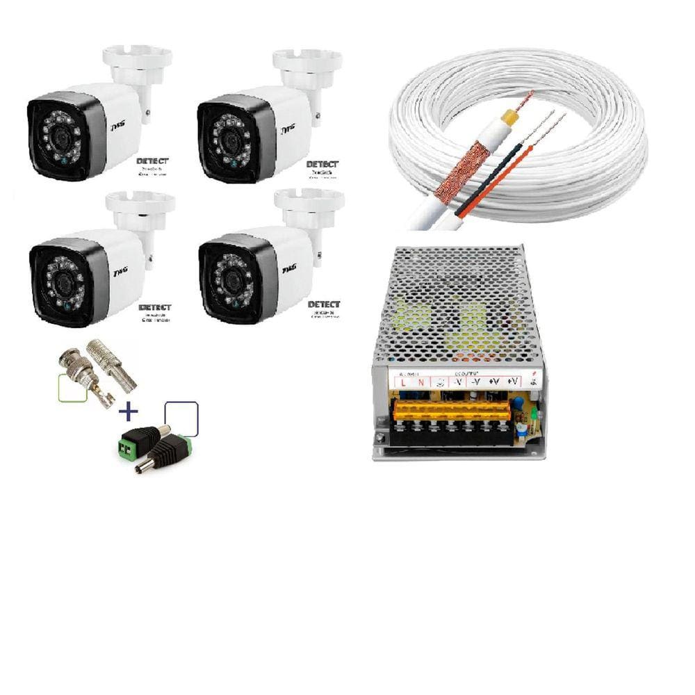 Kit 4 câmeras de segurança HD 720P C/assessórios