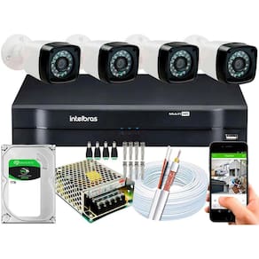 Kit 4 Cameras Segurança Hd Dvr Intelbras Full hd 4ch mhdx c/hd 1TB