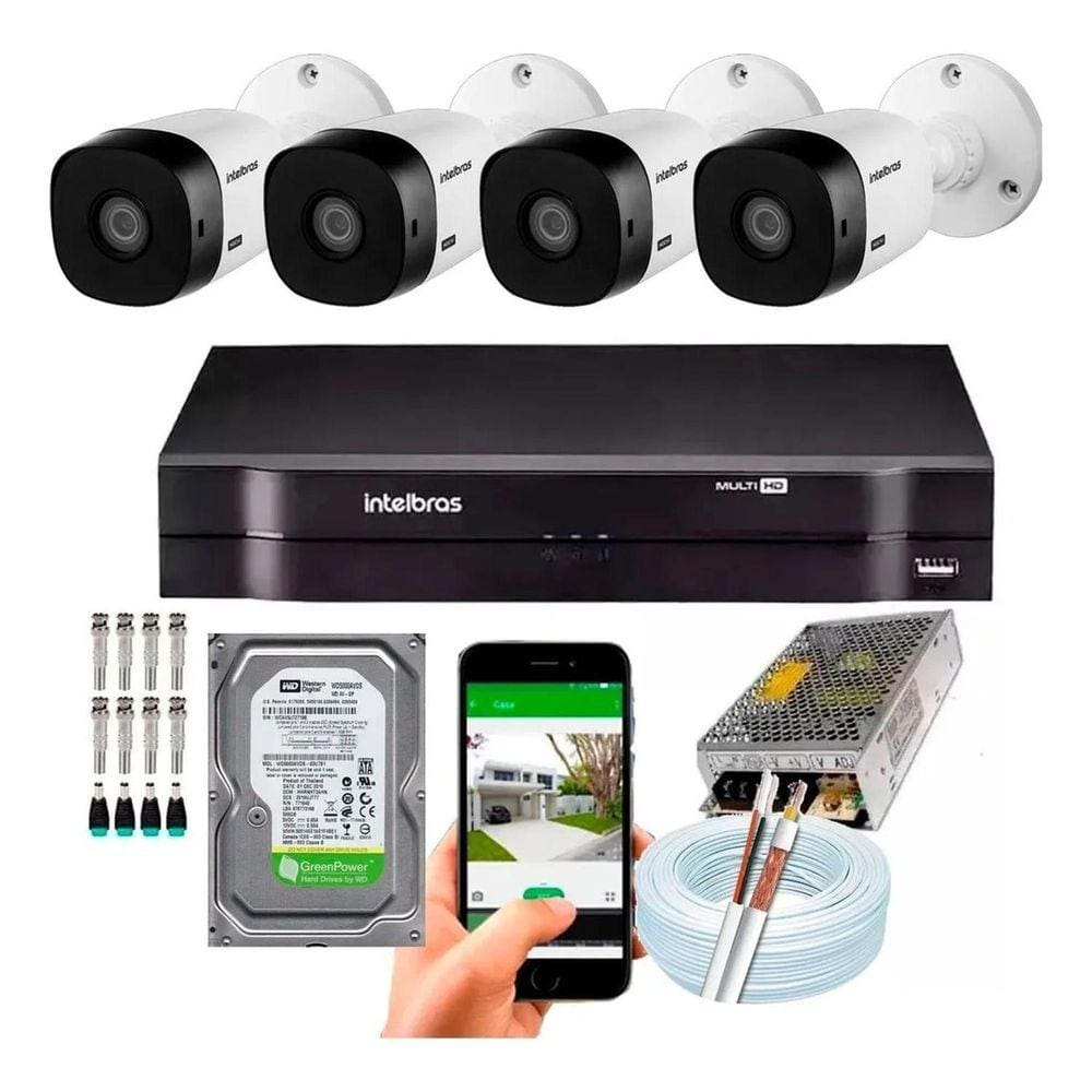 Kit 4 Câmeras Intelbras 1120b Dvr 4 Canais Lançamento - Com Hd