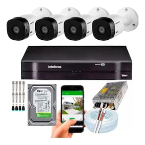 Kit 4 Câmeras Intelbras 1120b Dvr 4 Canais Lançamento - Com Hd