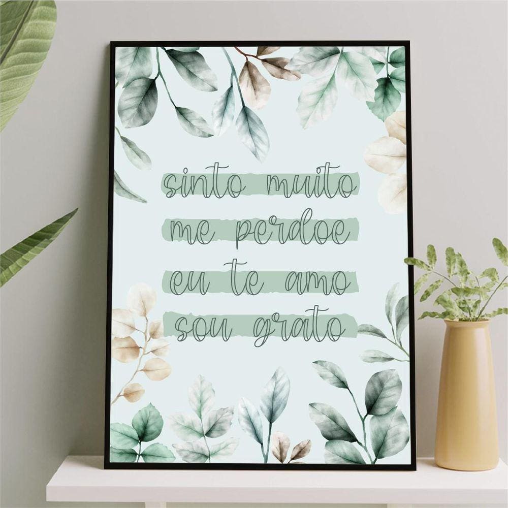 Quadro Sinto Muito Me Perdoe- Folhas 45X34Cm