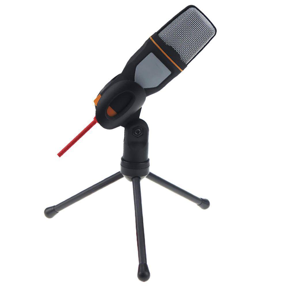 Microfone Condensador P2 Com Suporte De Mesa