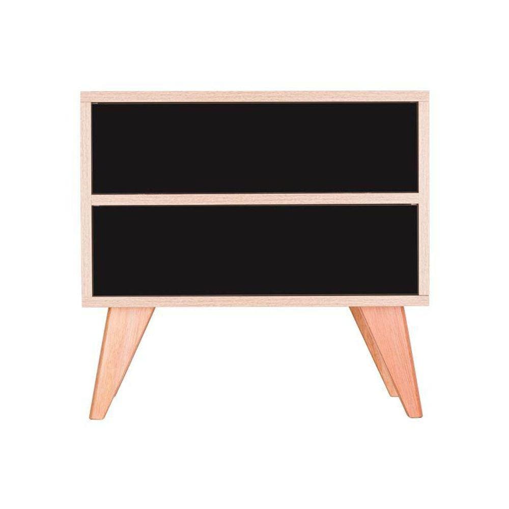 Mesa de Cabeceira com Portas Bréscia Carvalho e Preto