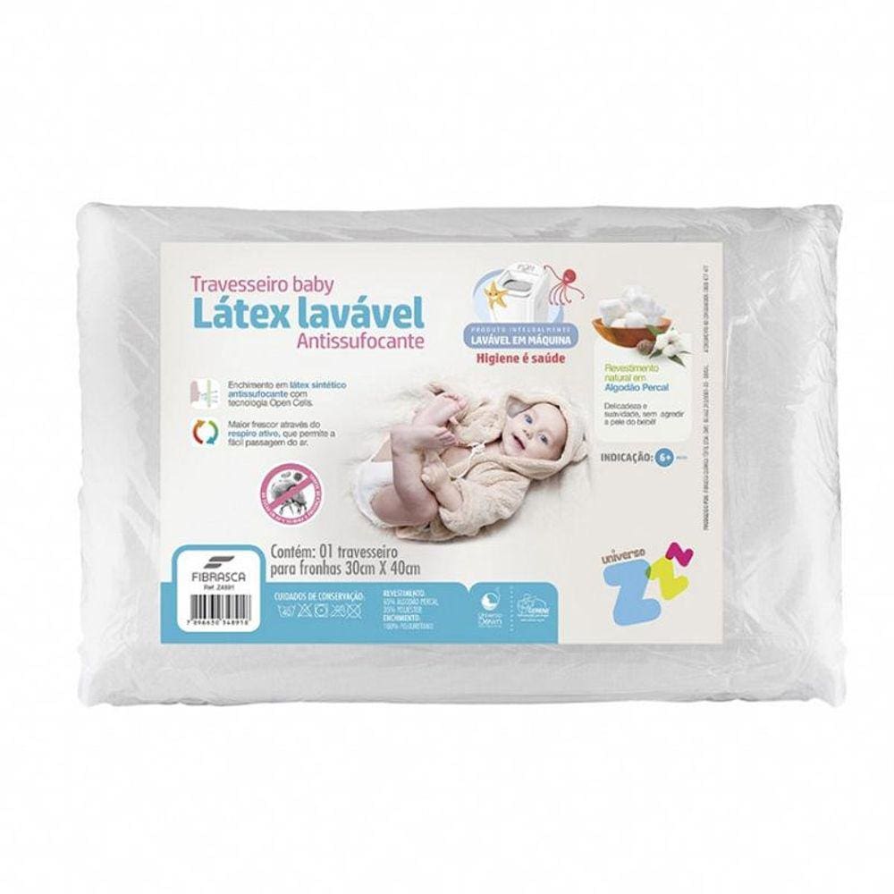 Travesseiro Látex Sintético Lavável Baby Antissufocante