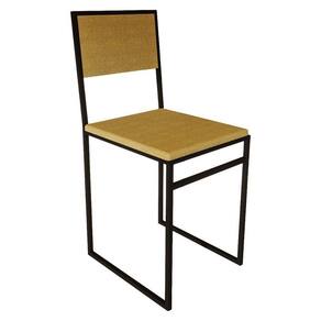 Cadeira De Jantar Industrial Assento Estofado Veludo Marrom Isa - Cor: Marrom