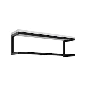 Toalheiro Para Banheiro Estilo Industrial Ita - Preto E Prateleira Branca - Cor: Preto