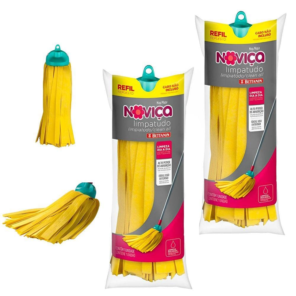 Kit 2 Refil Mop Noviça Esfregão LimpaTudo Absorve Água Chão Casa 138R Bettanin