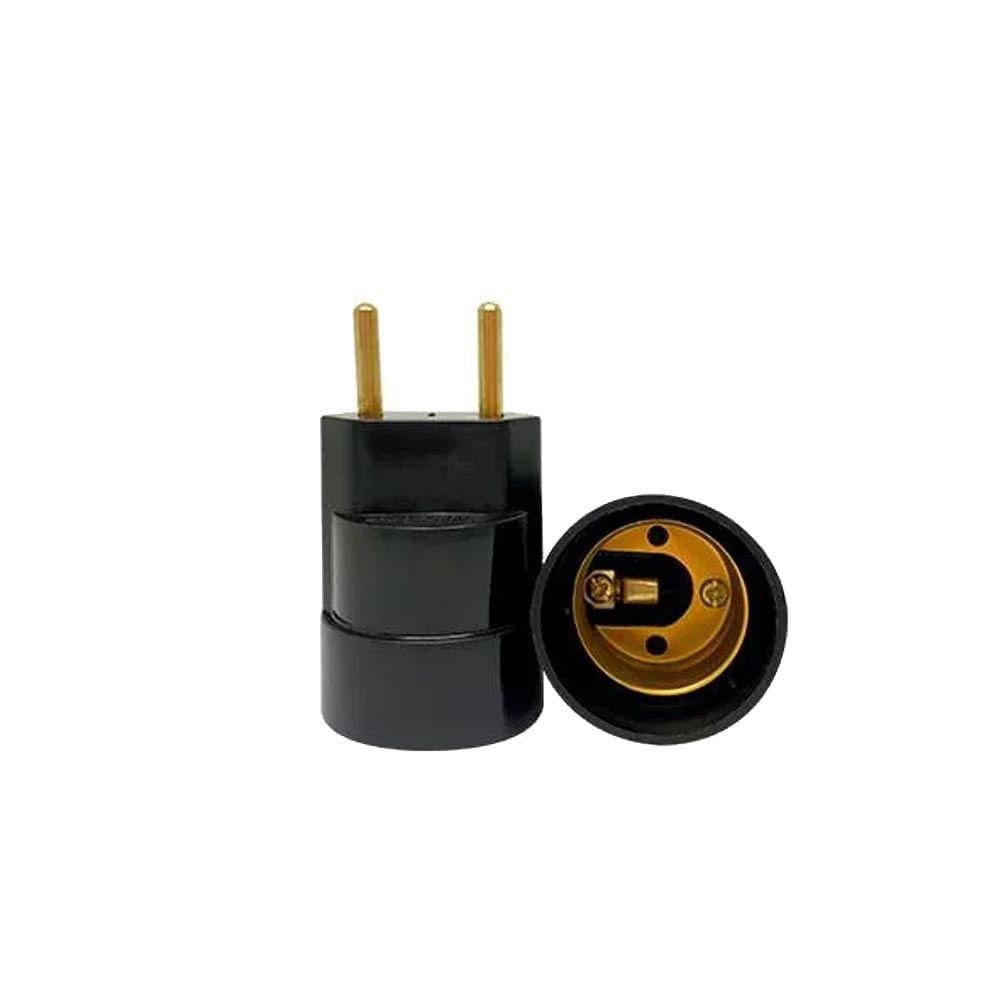 Bocal Adaptador Pino E27 Preto Decorlux