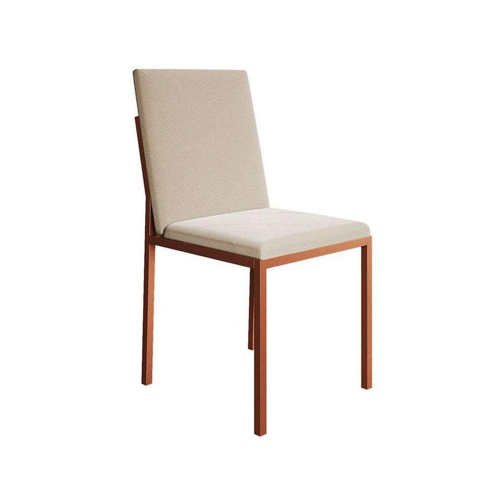 cadeira mônaco veludo bege e cobre