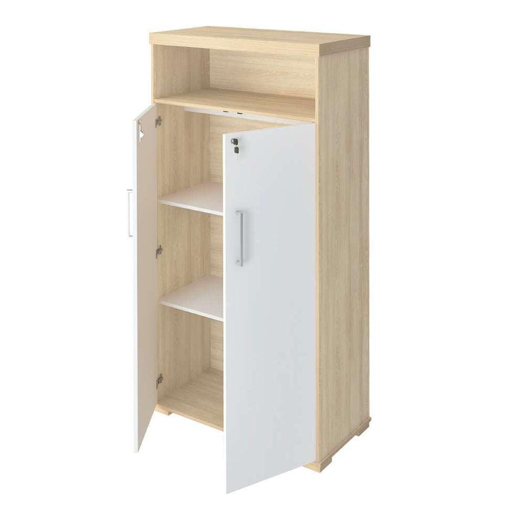 armário de escritório thomas 2 pt carvalho e branco 173 cm