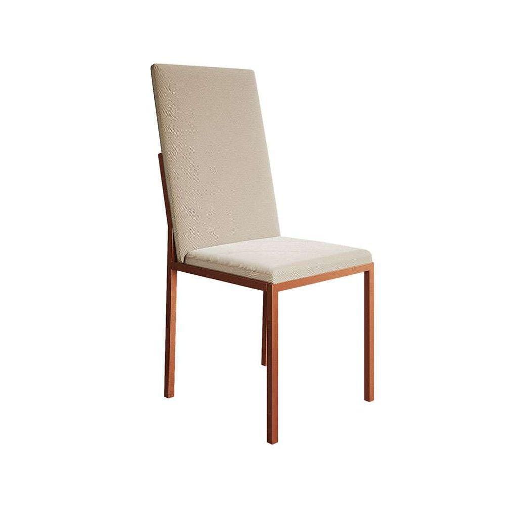 cadeira mônaco premium veludo bege e cobre