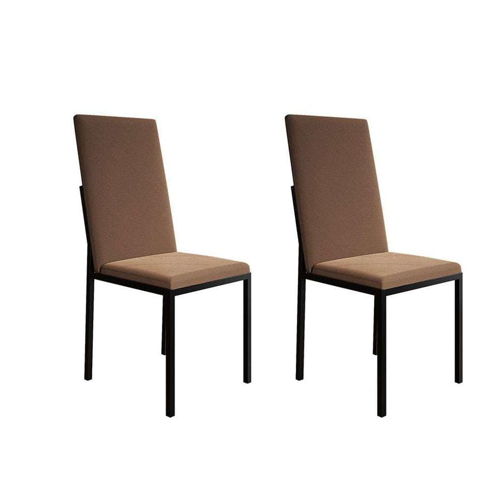 conjunto com 2 cadeiras mônaco premium veludo marrom e preto