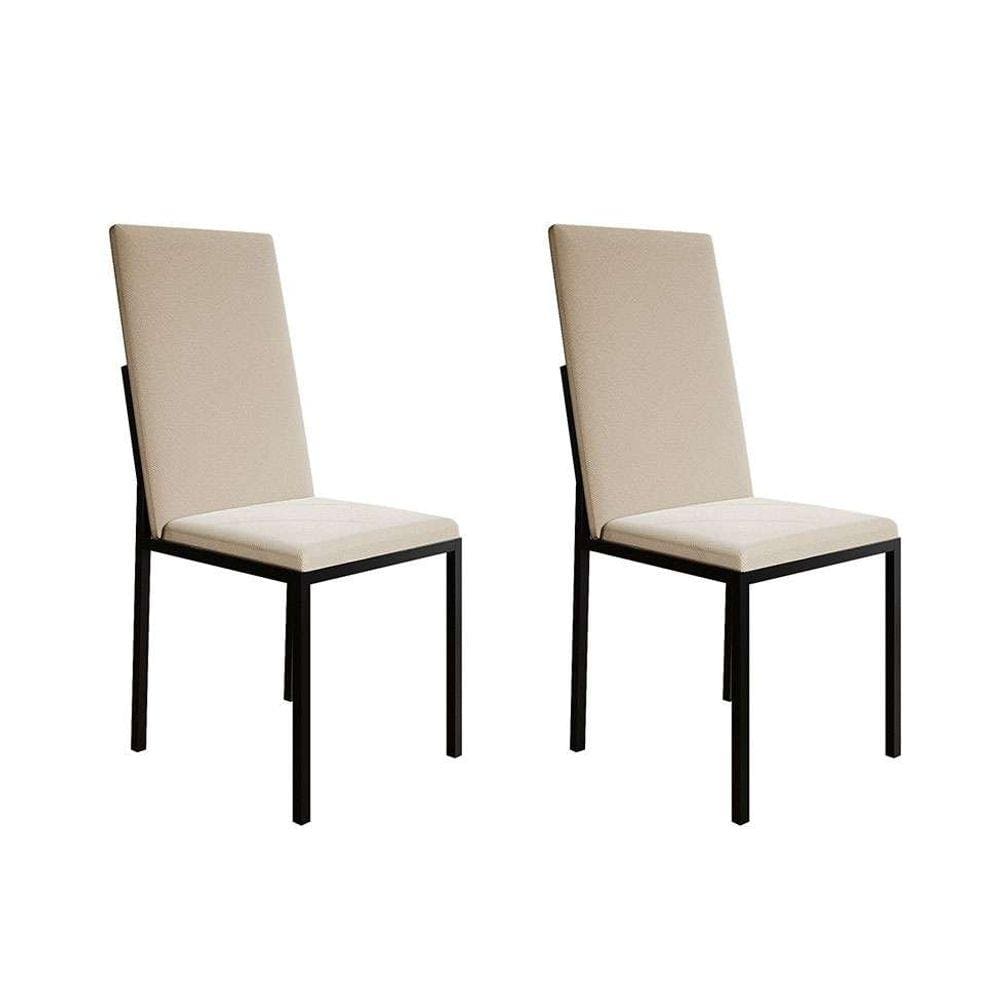 conjunto com 2 cadeiras mônaco premium veludo bege e preto