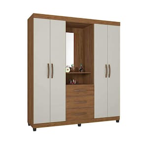 guarda-roupa casal com espelho capela 4 pt 3 gv freijó e cinza cristal