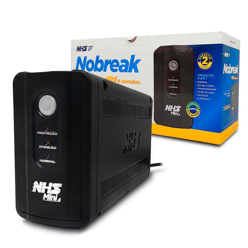 Nobreak 600VA NHS Mini 4 Senoidal, Entrada Bivolt, S/120V, Bat. 1x 7Ah/12V, 6T, USB - 91.A1.006002