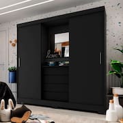guarda-roupa casal com espelho grécia 2 pt 4 gv preto