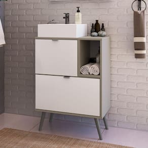 Gabinete com Pés Para Banheiro sem Cuba Nordic Branco/Argento