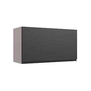 Armário Aéreo de Cozinha 80cm Menor 1 Porta Basculante Fumê/Grafite