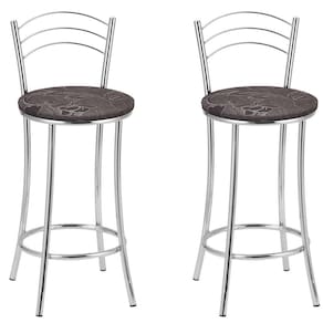 Kit 2 Banquetas Cromadas BC26-B B206 Cromado/Marrom