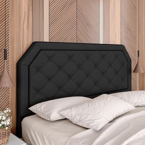 Cabeceira Estofada Cama Box Queen Florença Suede Preto - Móveis Arapongas