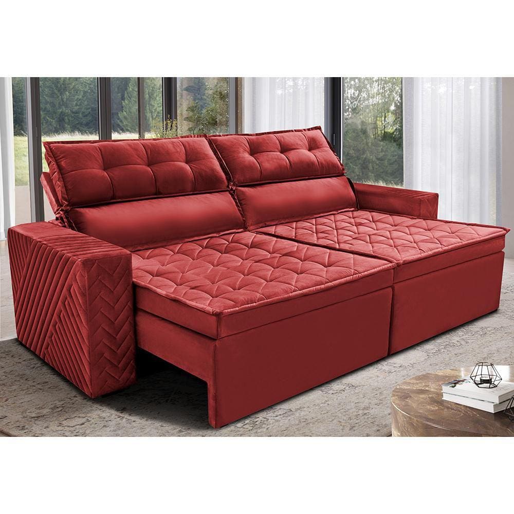 Sofá Retrátil e Reclinável 2,00m Cama inBox Charm. Velusoft