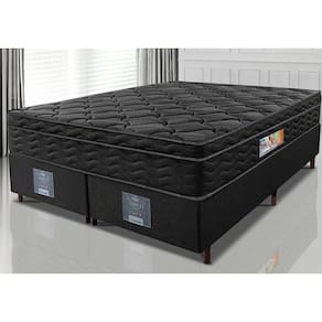 Cama Box Queen Colchão Ortopédico Black + Box 158x198x67 One Face Espuma D33 Preto