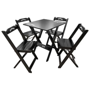 Conjunto Mesa Dobrável Madeira 70x70 Com 4 Cadeiras Personalizada Jack Preta - Cor: Preto