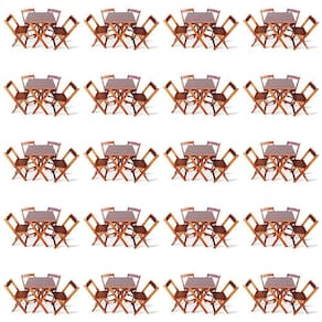 Kit De 20 Conjuntos De Mesa Dobrável 70x70 Com 4 Cadeiras Imbuia - Cor: Marrom