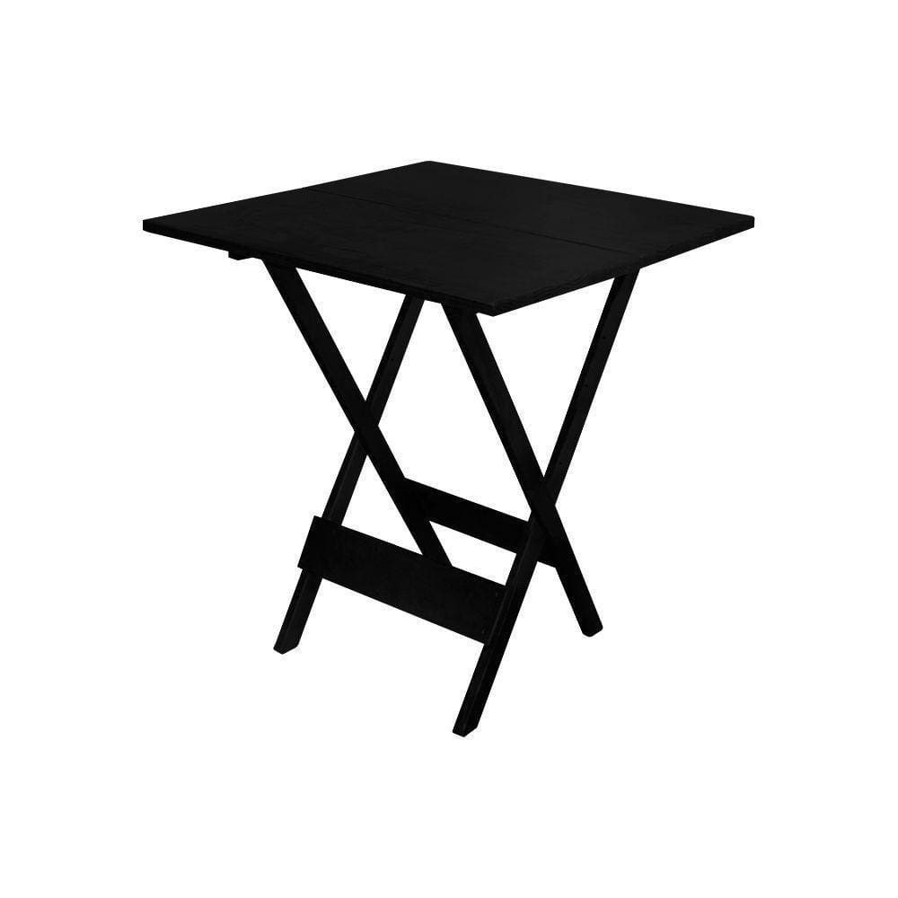 Mesa Dobrável De Madeira Maciça 70X70 - Preto - Preto