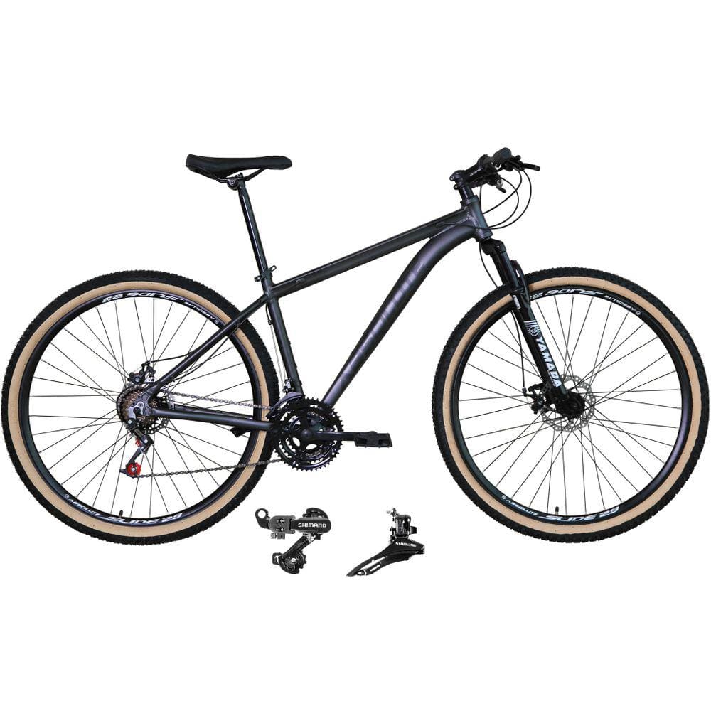 Bicicleta Aro 29 Absolute Nero 4 Cabeamento Interno 24v Câmbios Shimano Garfo Suspensão Pneus Faixa Bege - Grafite