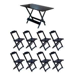 Conjunto Mesa De Madeira Dobravel 1,20X70 Preto 8 Cadeiras - Marrom