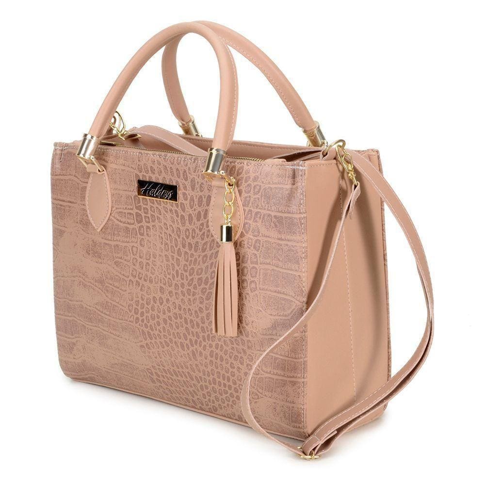 Bolsa Transversal Com Alça De Mão Feminino Estampada E Detalhes Em Metal